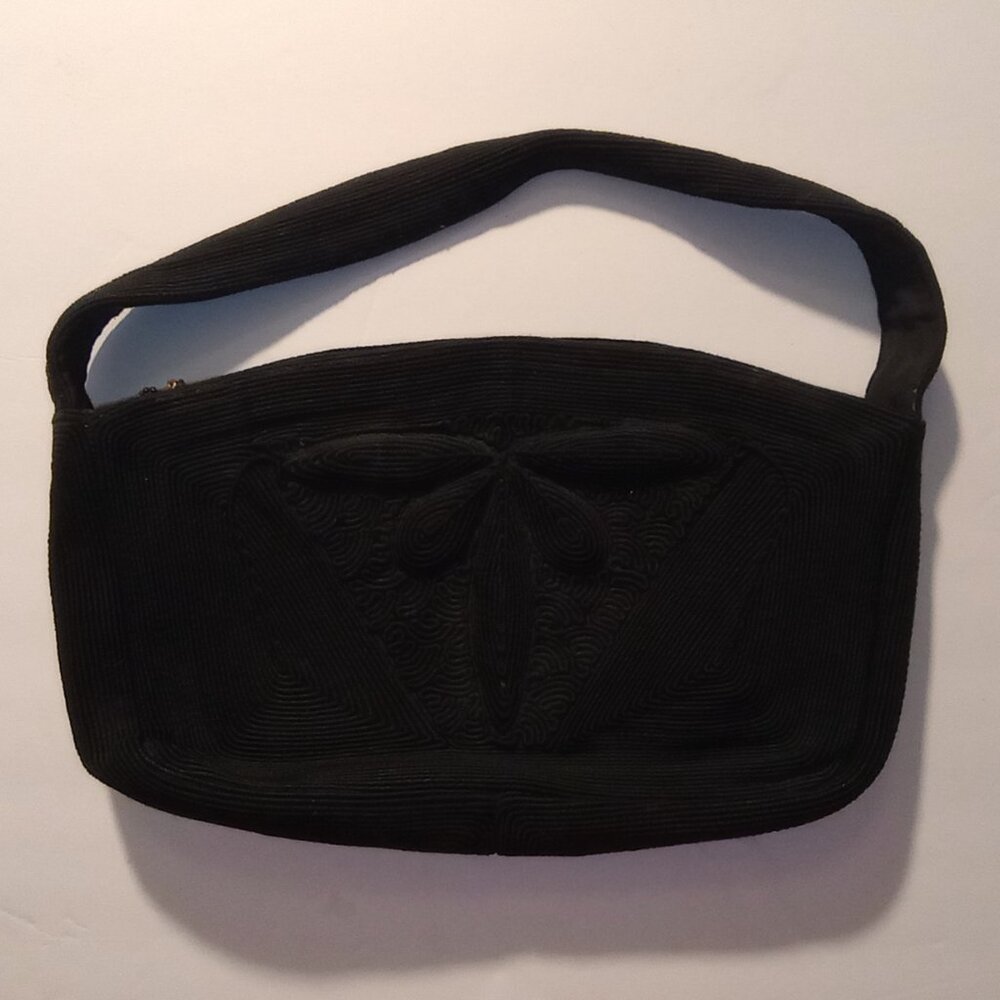 Genuine Corde Black Corded Purse Vintage 30s 40s - Picture 4 of 15